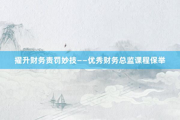 擢升财务责罚妙技——优秀财务总监课程保举